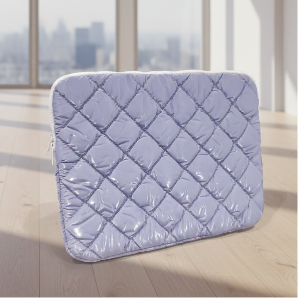 Checkered Puffy Soft Leather Zipper Laptop Sleeve & Handbag KTSU3YXAZ 8969863666308
