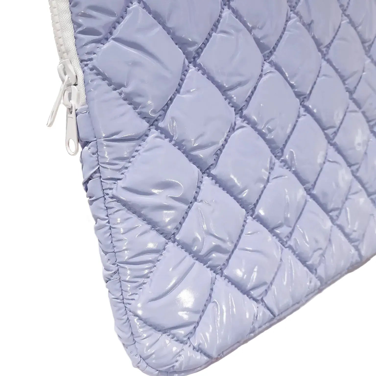 Checkered Puffy Soft Leather Zipper Laptop Sleeve & Handbag