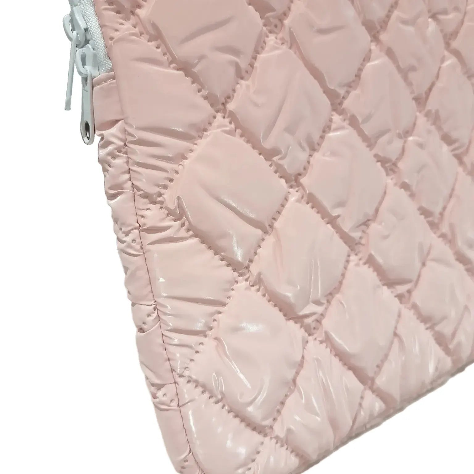 Checkered Puffy Soft Leather Zipper Laptop Sleeve & Handbag
