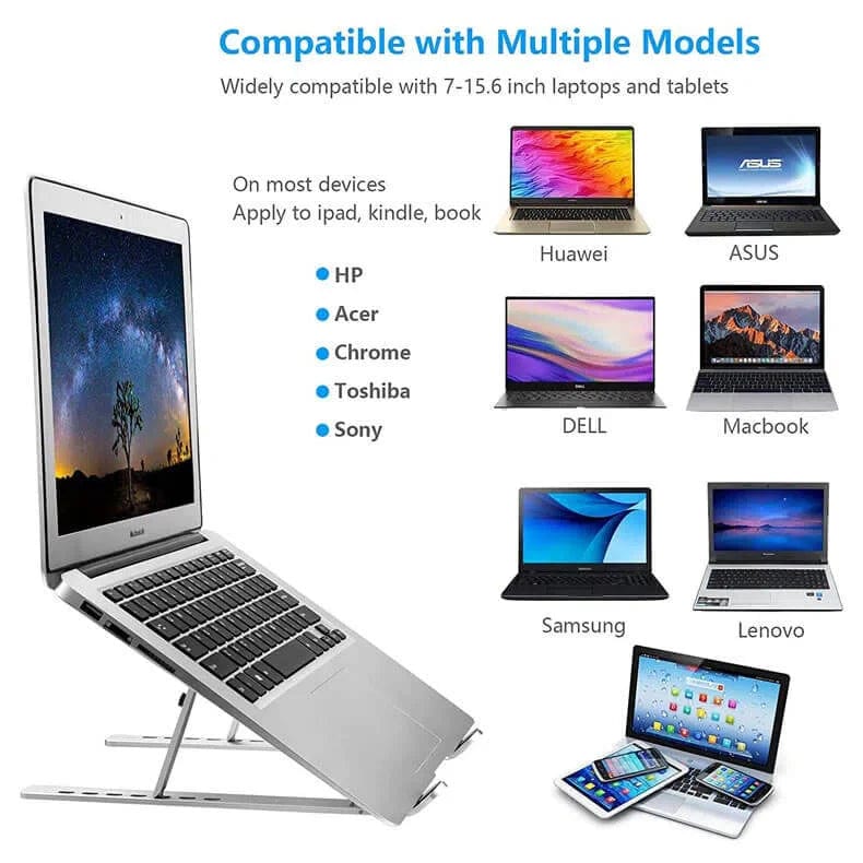 Classic Laptop Stand Built-in Foldable Legs 7 Step Adjustment