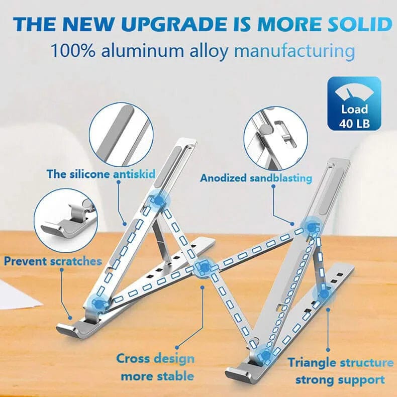 Classic Laptop Stand Built-in Foldable Legs 7 Step Adjustment