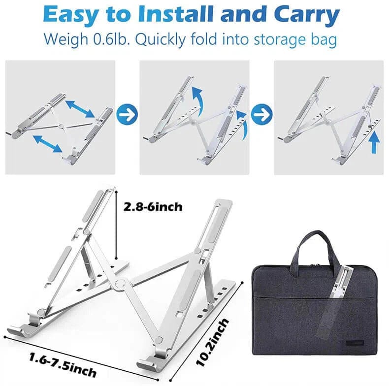 Classic Laptop Stand Built-in Foldable Legs 7 Step Adjustment