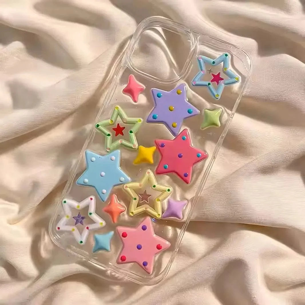 3D Cute Korean Design Transparenrt Hard Case for iPhone 15 Plus