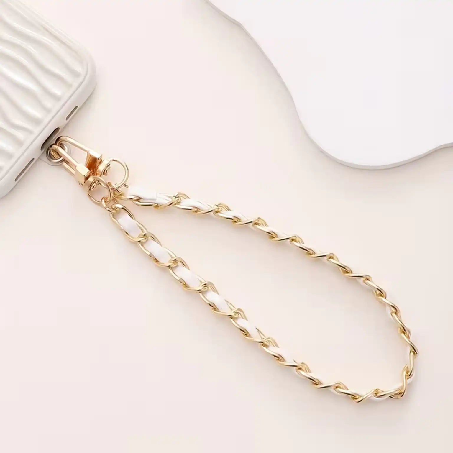 Enhancement Colorful PU Leather Chain Short Phone Lanyard with Transparent Card Holder