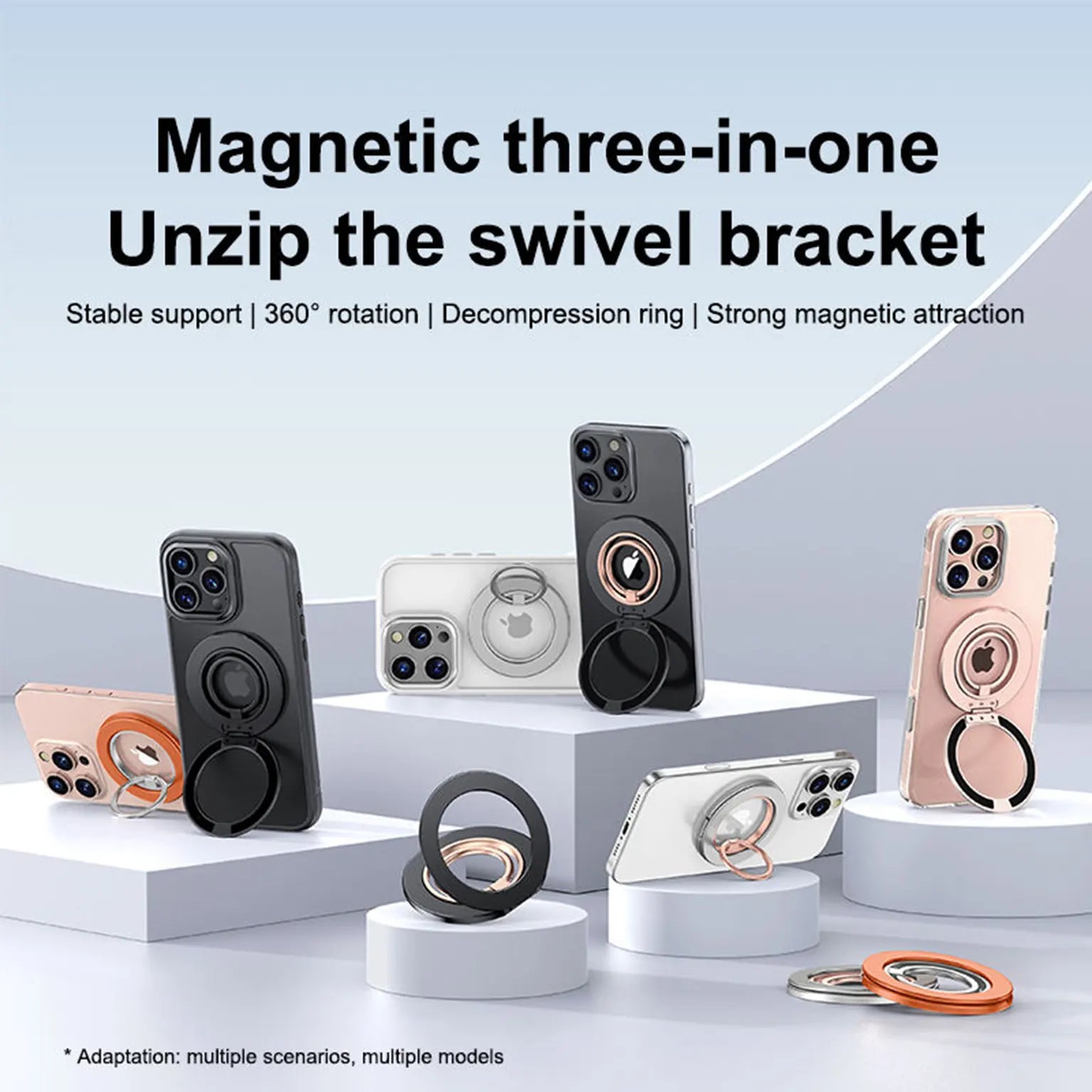 Contrast Color Dual MagSafe Magnetic Ring Grip for Magsafe Function Built in Cases