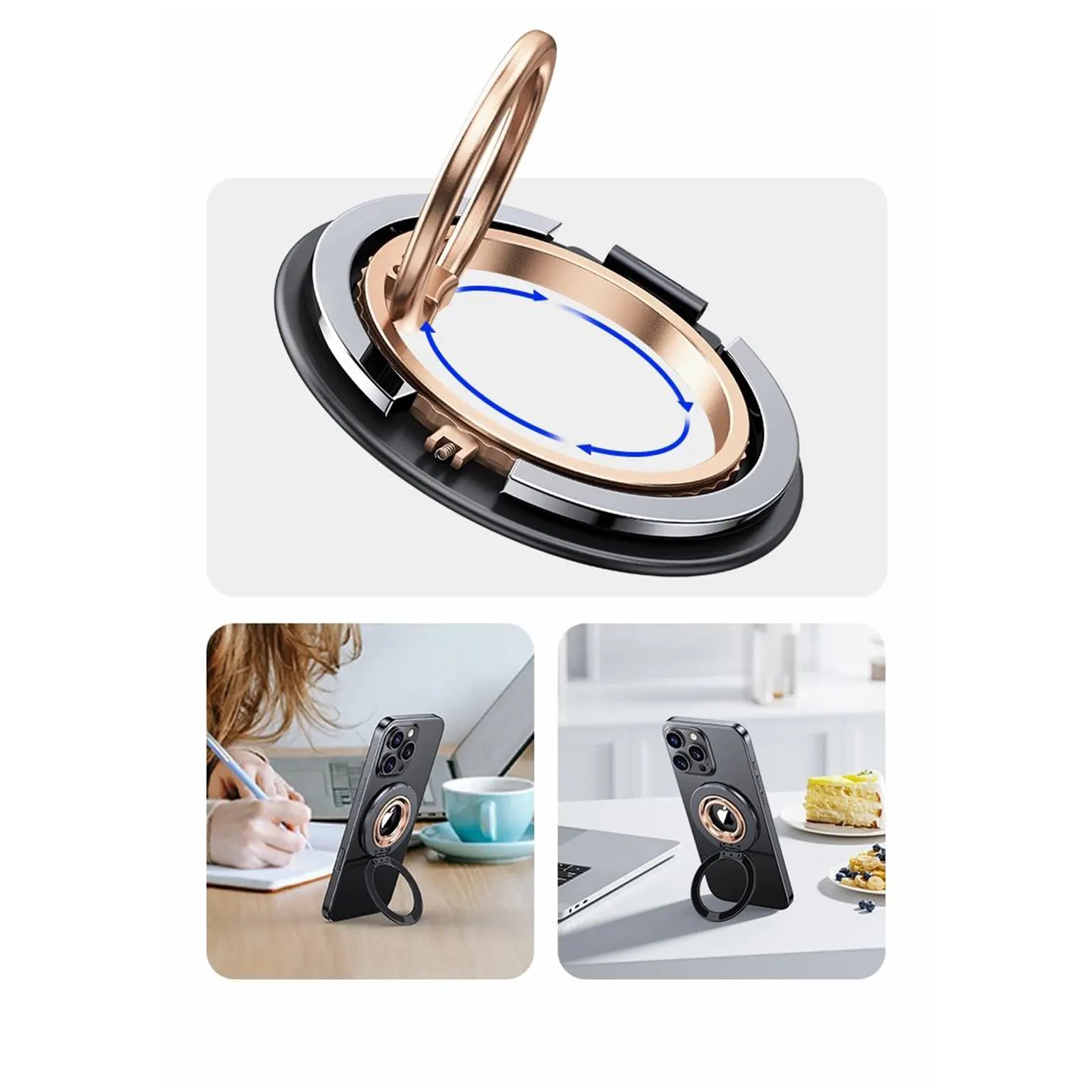 Contrast Color Dual MagSafe Magnetic Ring Grip for Magsafe Function Built in Cases
