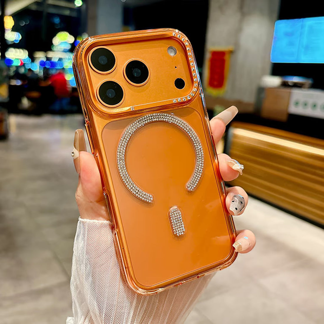 Cases & Covers Bling Rhinestonet Glitter Magnetic Magsafe Transparent Case for iPhone 17 Pro