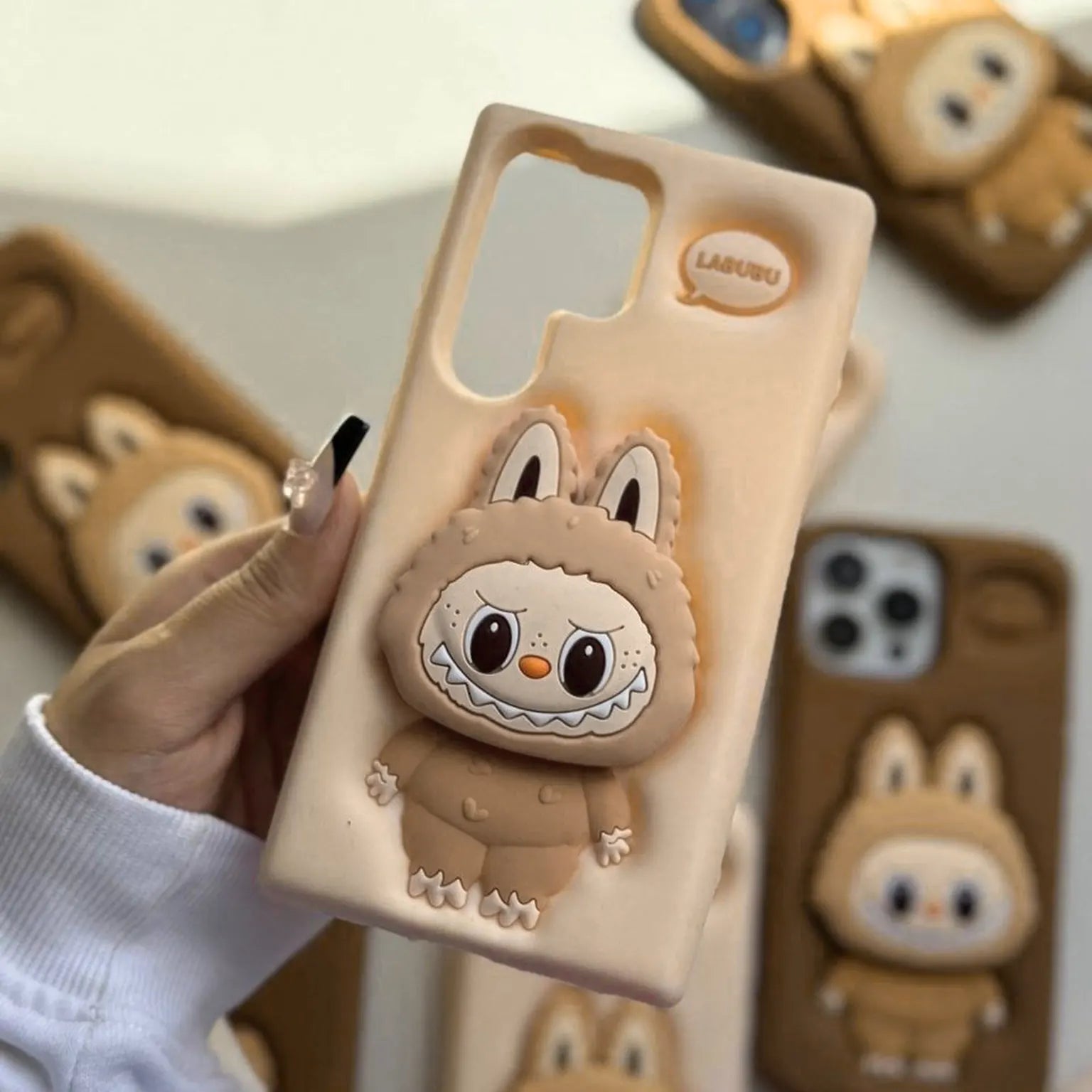 Labubu 3D Cute Cartoon Character Scalable Holder Soft Silicone Case for Samsung A56