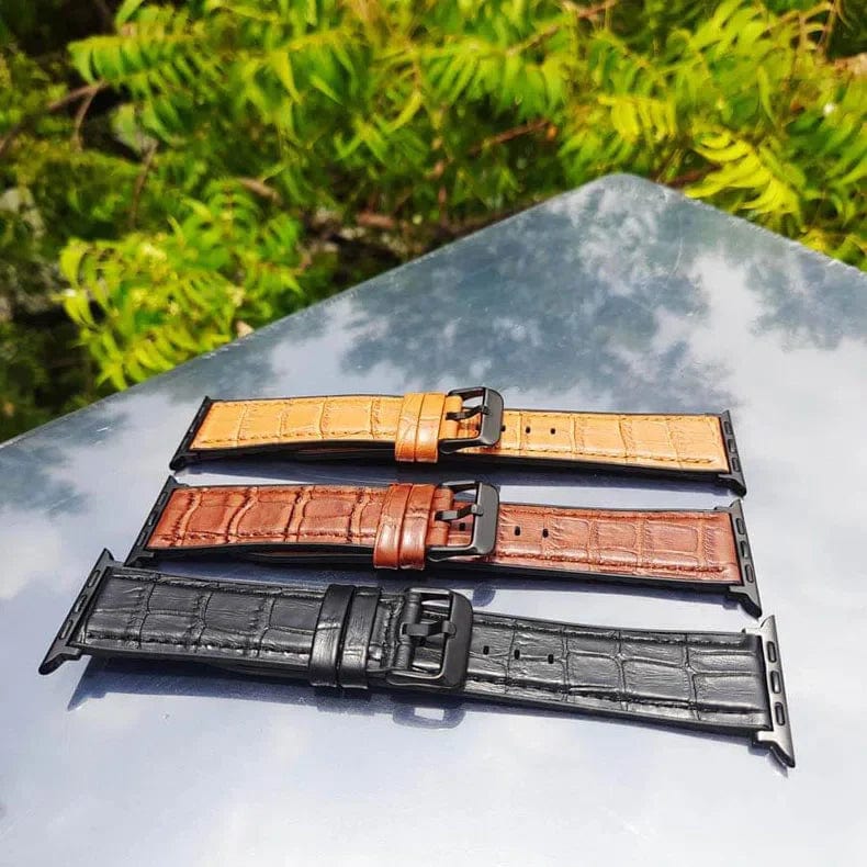 ktusu Generic Watch Bands Crocodile Leather Texture Silicone Band for Apple Watch 42 | 44 | 45 | Ultra 49 | 46mm S10