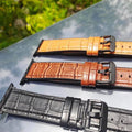 Straps & Bands for Crocodile Leather Texture Silicone Rubber Band for Apple Watch