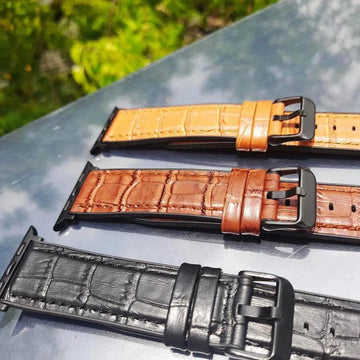 Straps & Bands for Crocodile Leather Texture Silicone Rubber Band for Apple Watch