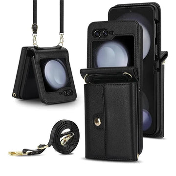 Crossbody Strap PU Leather Case for Samsung Z Flip6