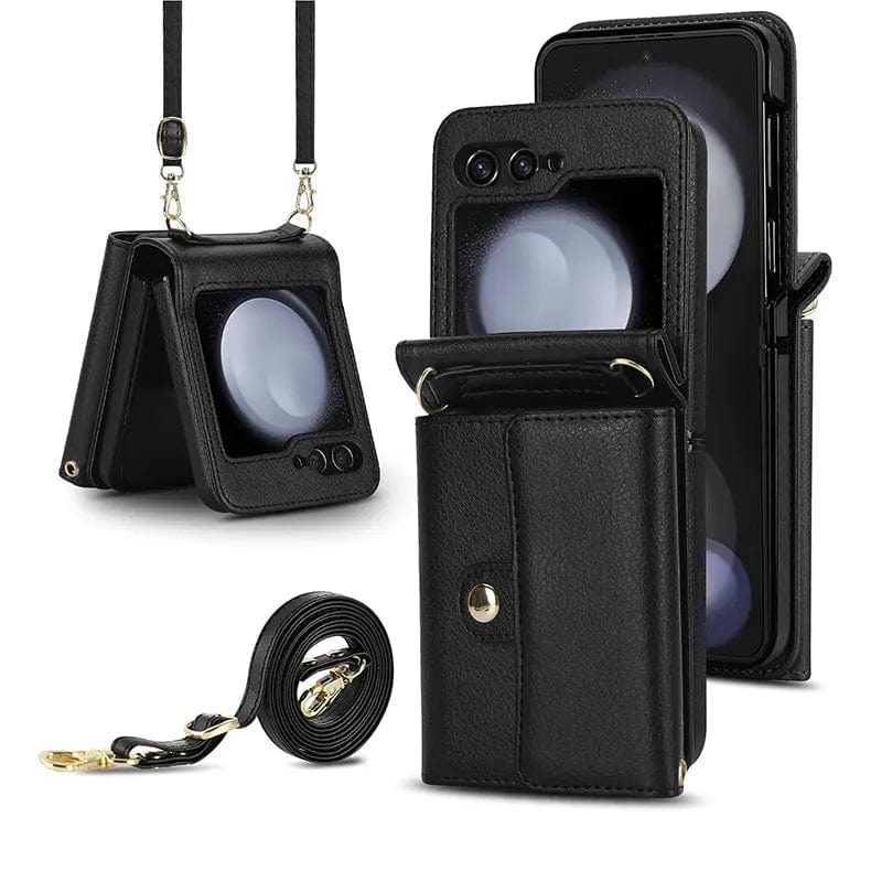 Crossbody Strap PU Leather Case for Samsung Z Flip6