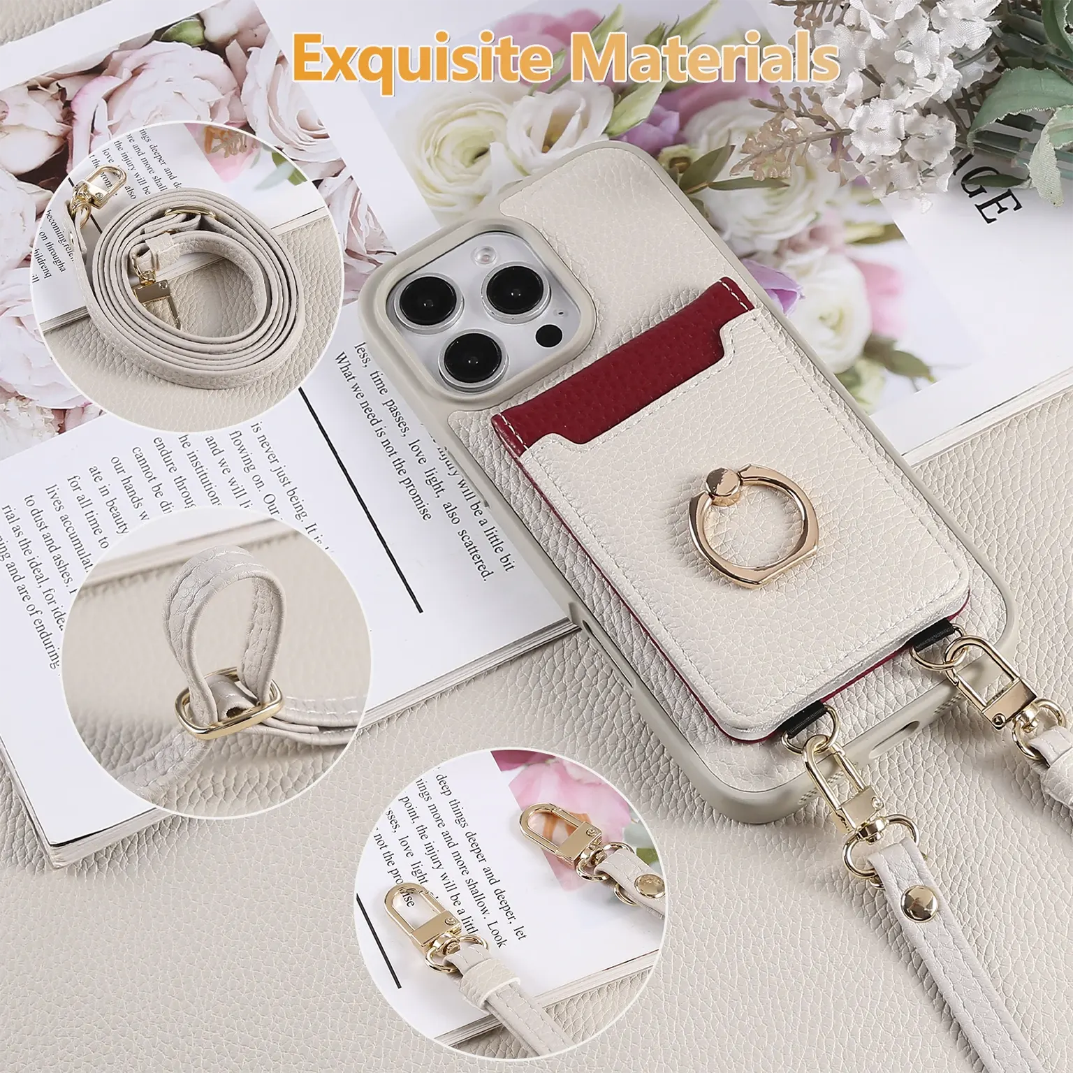 Cases & Covers Crossbody vertical cards solt ring holder wallet leather drawstring bag Case for iPhone 16 Pro Max