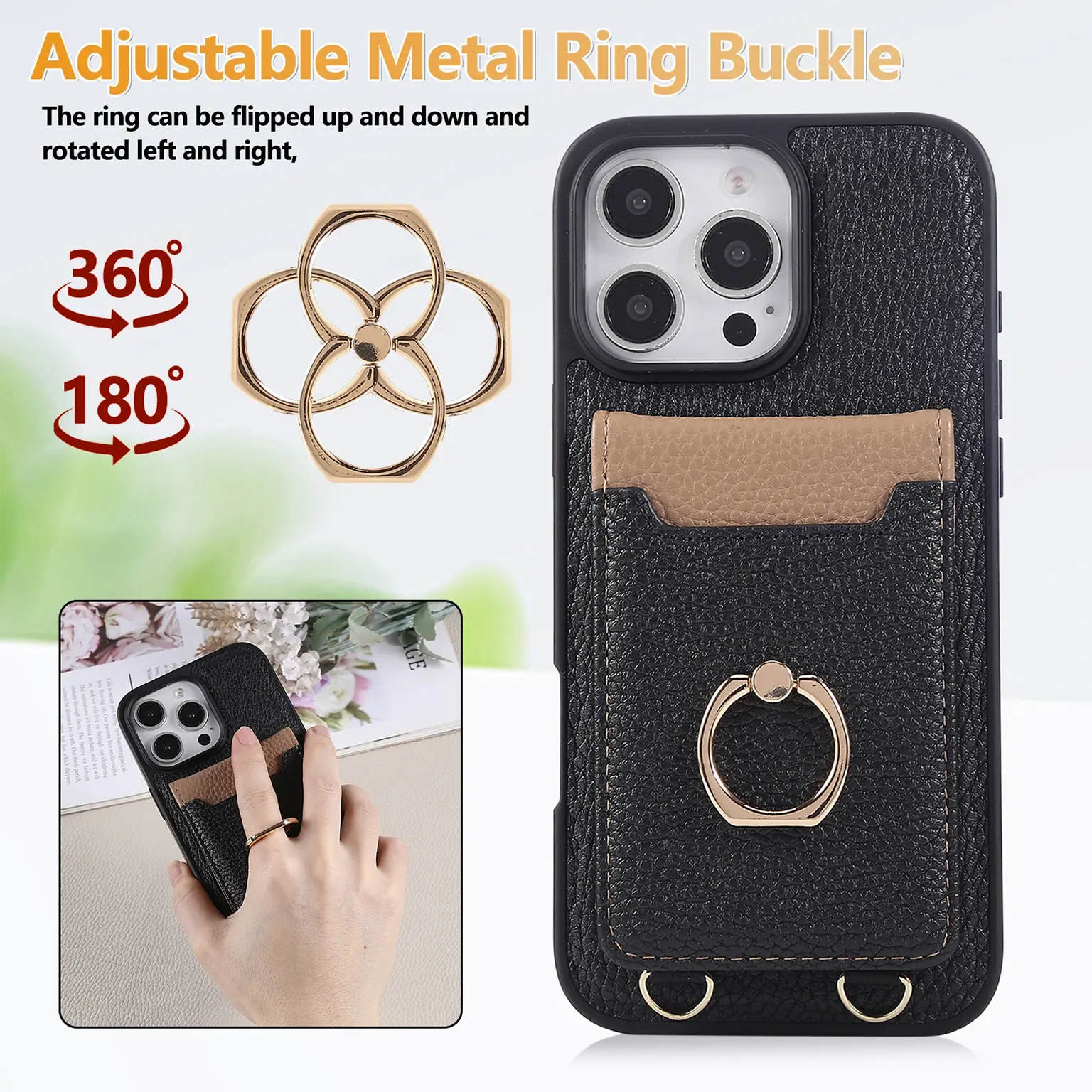 Cases & Covers Crossbody vertical cards solt ring holder wallet leather drawstring bag Case for iPhone 16 Pro Max