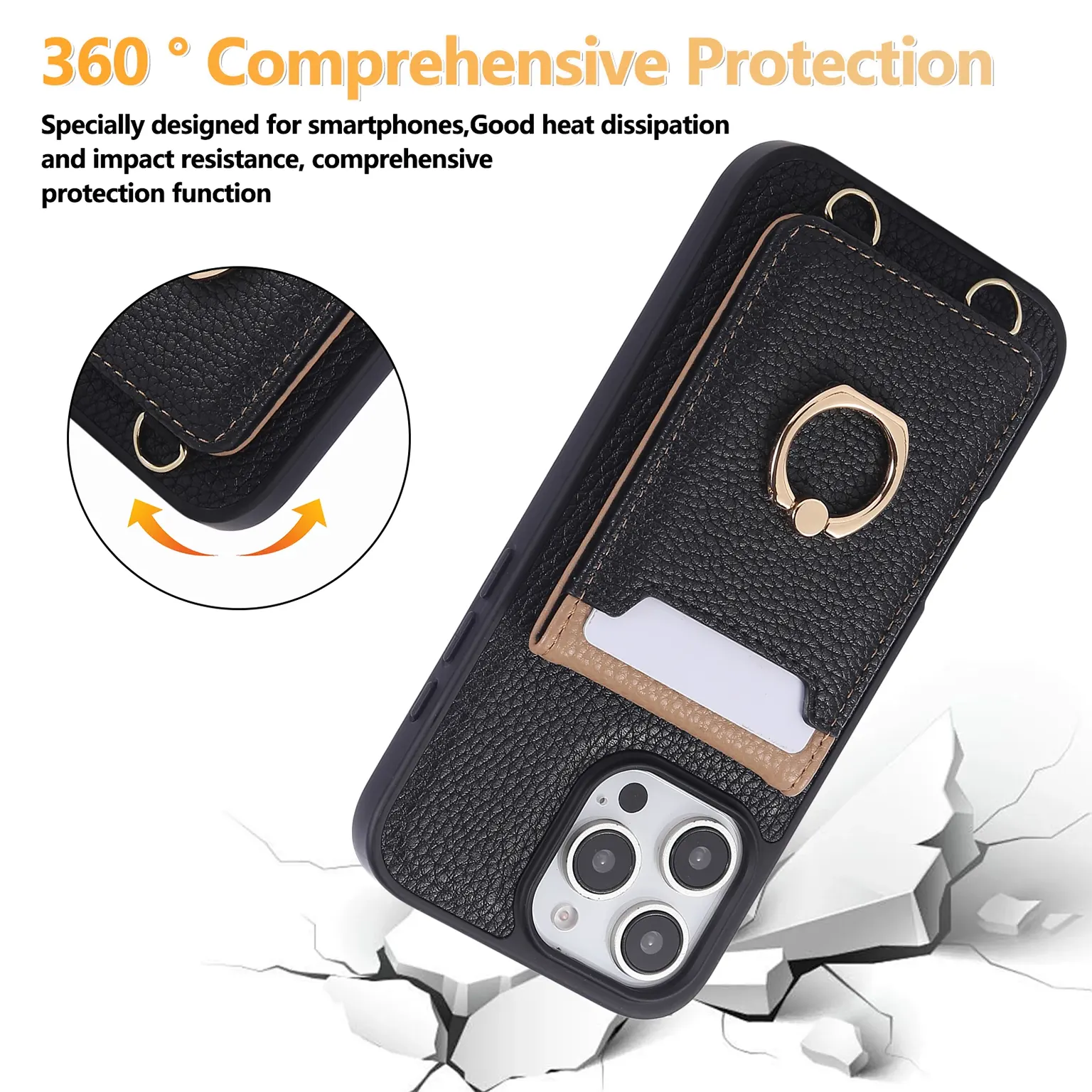 Cases & Covers Crossbody vertical cards solt ring holder wallet leather drawstring bag Case for iPhone 16 Pro Max