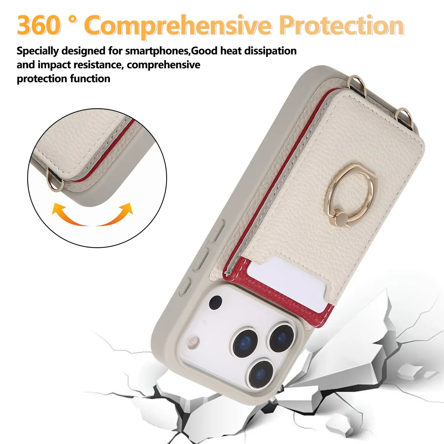 Cases & Covers Crossbody vertical cards solt ring holder wallet leather drawstring bag Case for iPhone 17 Pro Max