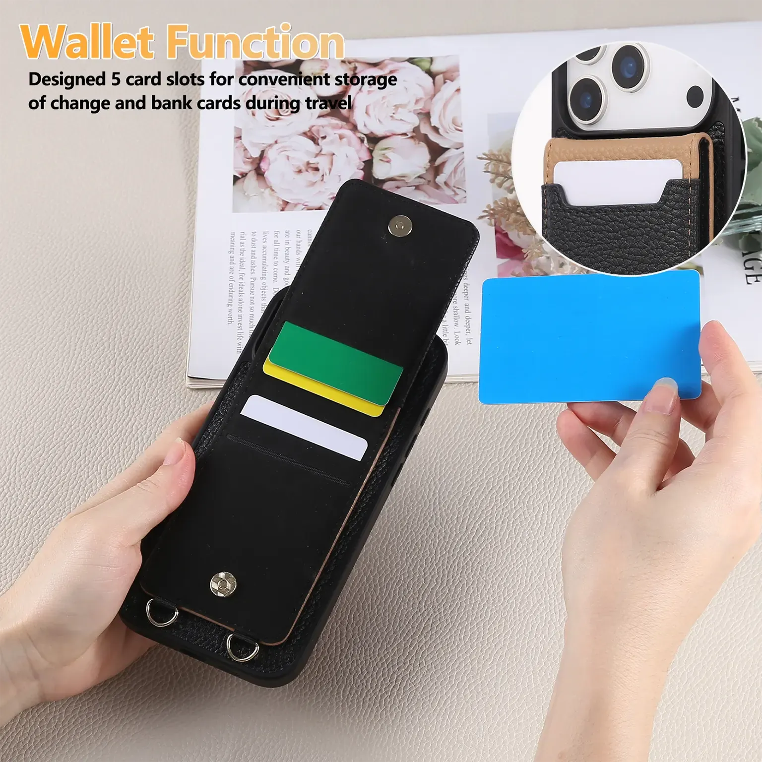 Cases & Covers Crossbody vertical cards solt ring holder wallet leather drawstring bag Case for iPhone 17 Pro Max