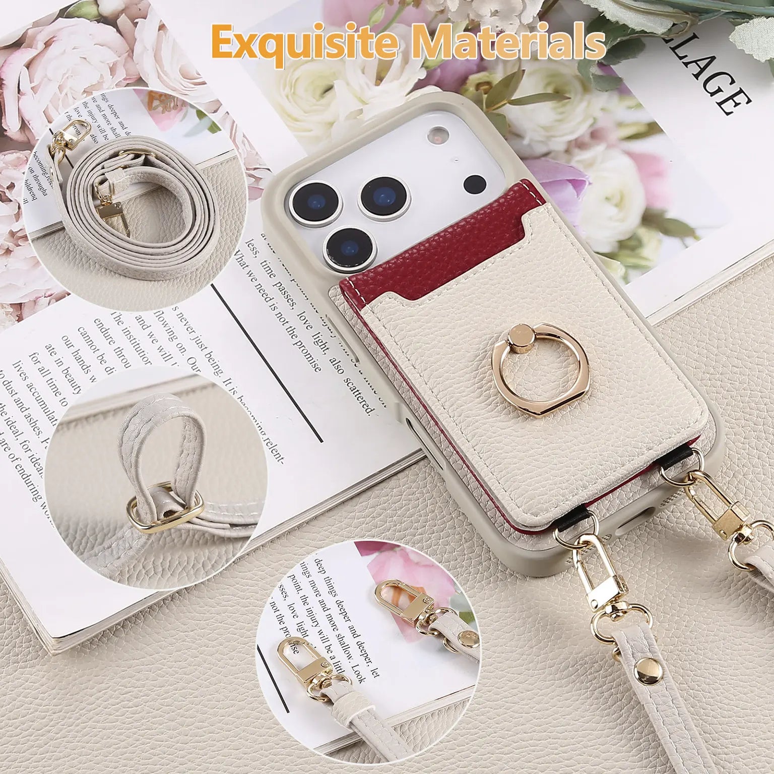 Cases & Covers Crossbody vertical cards solt ring holder wallet leather drawstring bag Case for iPhone 17 Pro Max