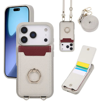 Cases & Covers Crossbody vertical cards solt ring holder wallet leather drawstring bag Case for iPhone 17 Pro Max