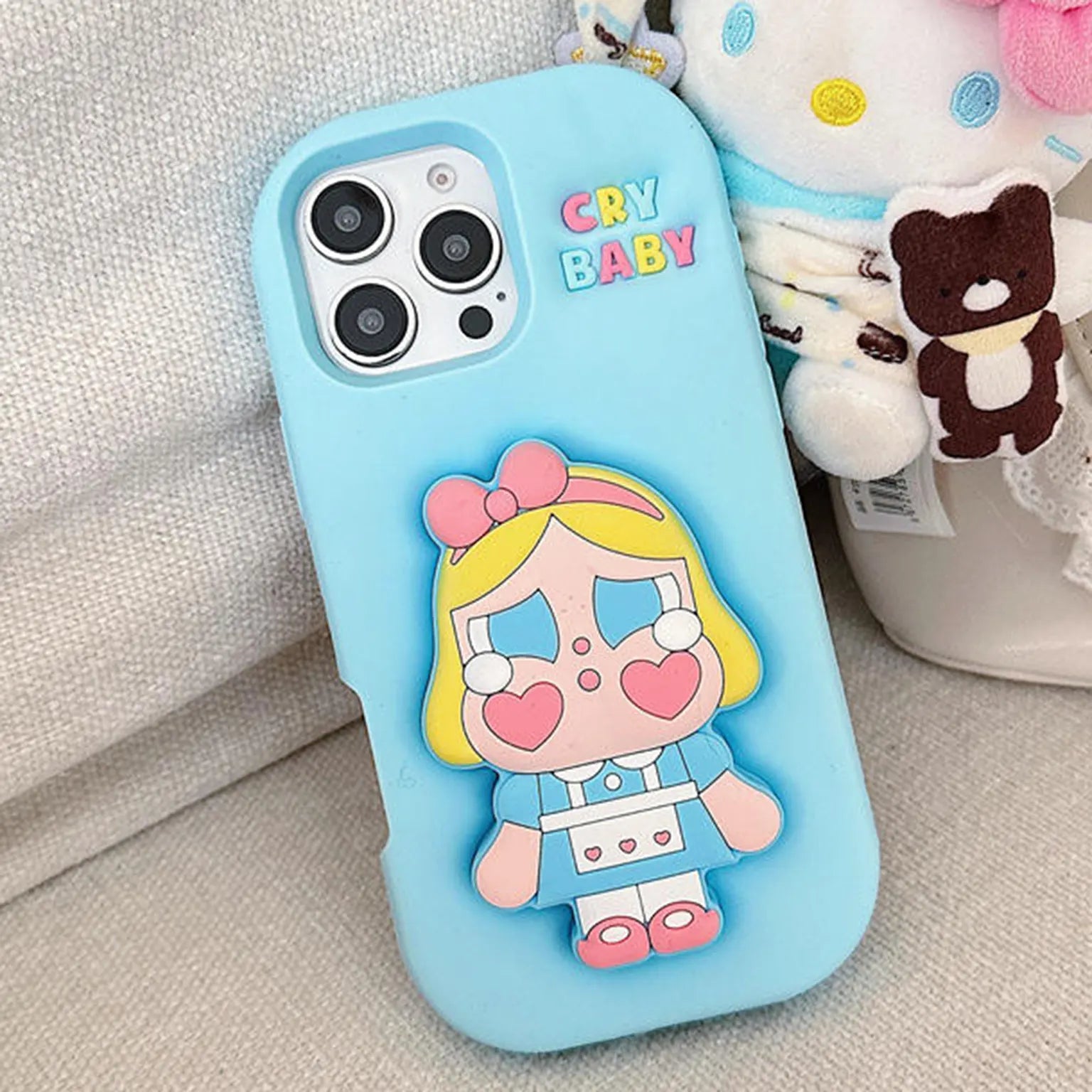 3D Cute Cartoon Character Scalable Holder Soft Silicone Case for iPhone 14