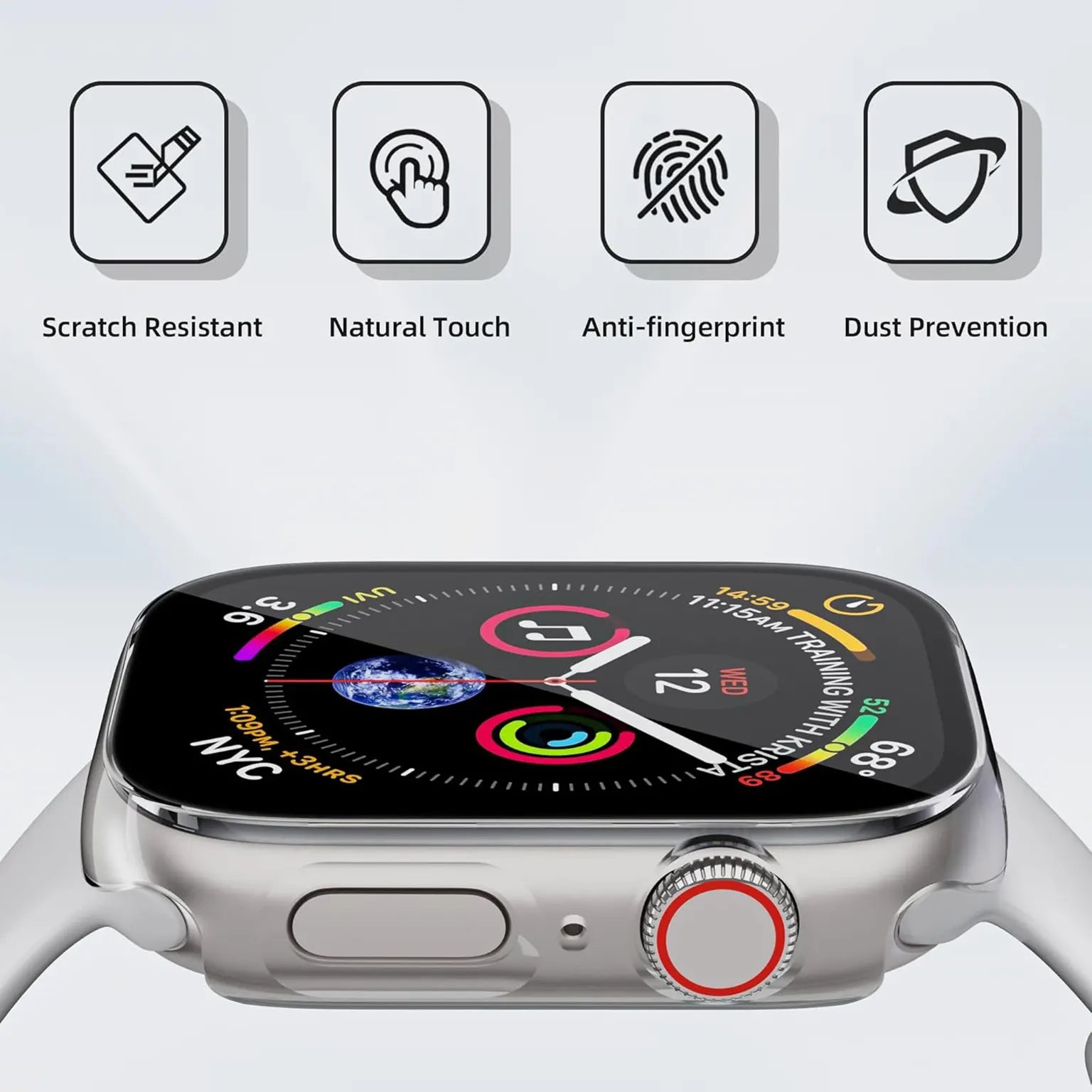 Crystal Clear in-build Glass Glossy Hard Cover for Apple Watch 42mm S10 | 42mm S11 KTSUIQV1G 8919504895680