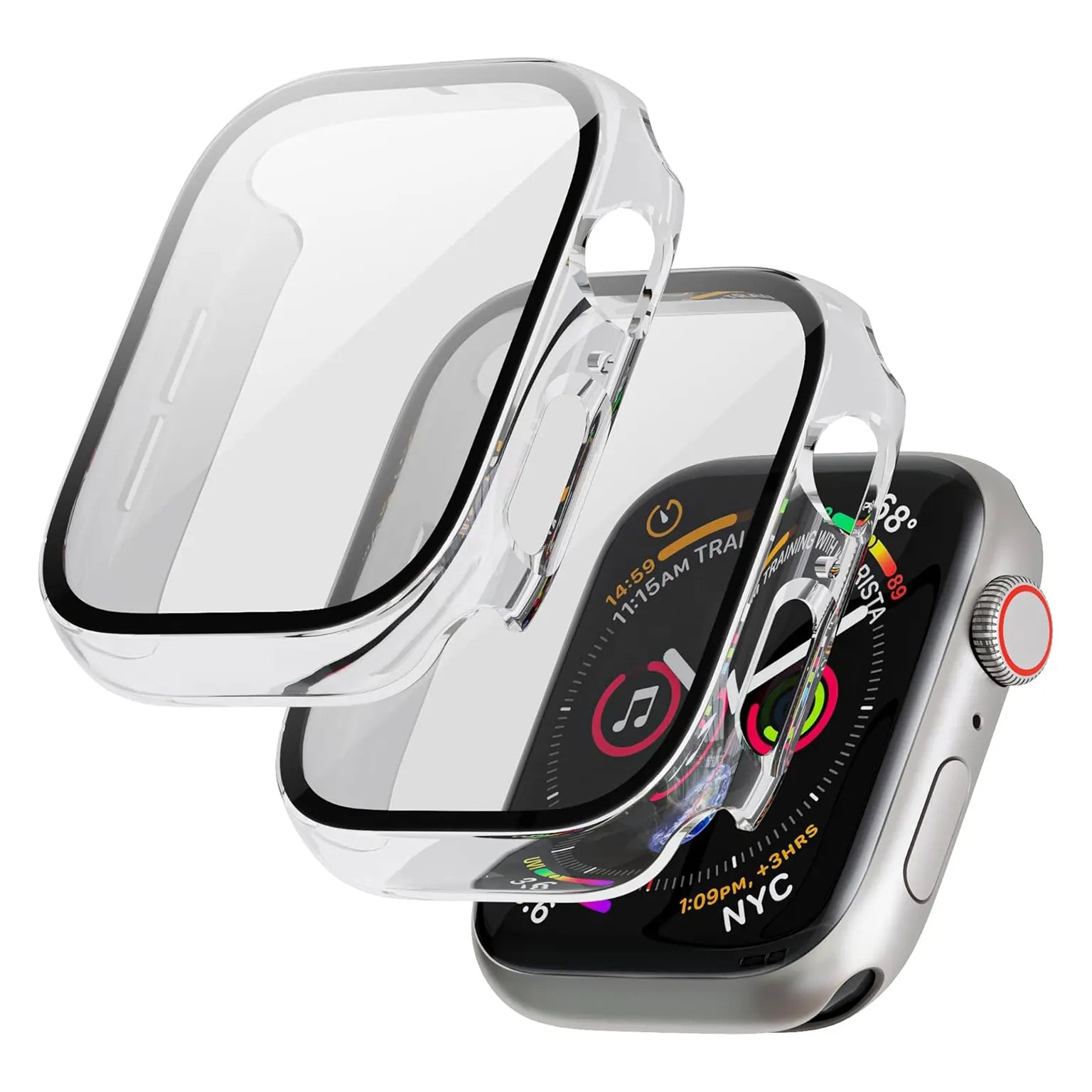 Crystal Clear in-build Glass Glossy Hard Cover for Apple Watch 42mm S10 | 42mm S11 KTSUIQV1G 8919504895680