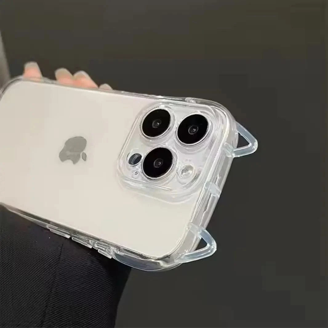 Cute 3D Cat Ears Transparent Soft TPU Case for iPhone 15 Pro Max