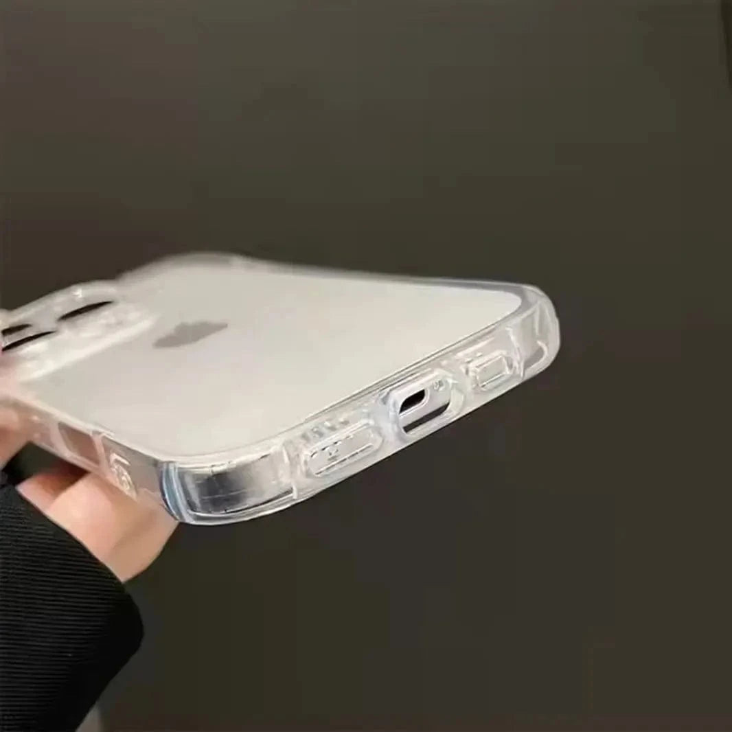 Cute 3D Cat Ears Transparent Soft TPU Case for iPhone 16 Pro Max