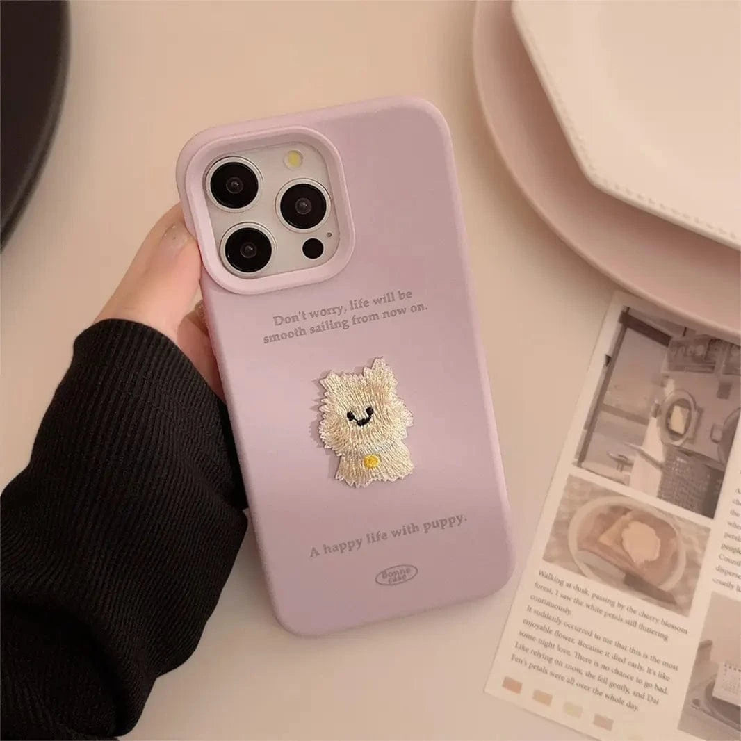Cute 3D Embroidery Silicone TPU Case for iPhone 16 Pro Max