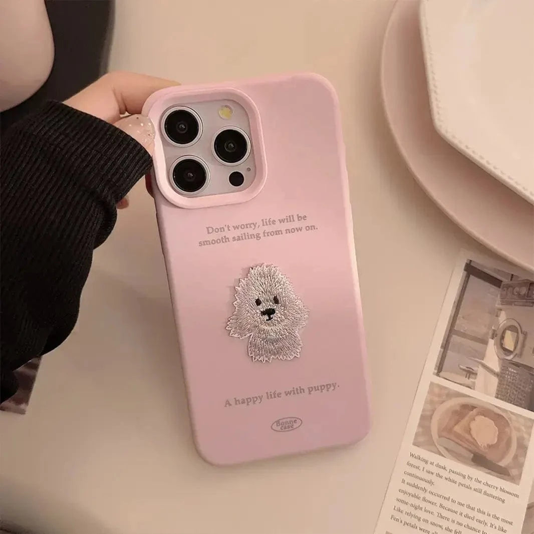 Cute 3D Embroidery Silicone TPU Case for iPhone 16 Pro Max