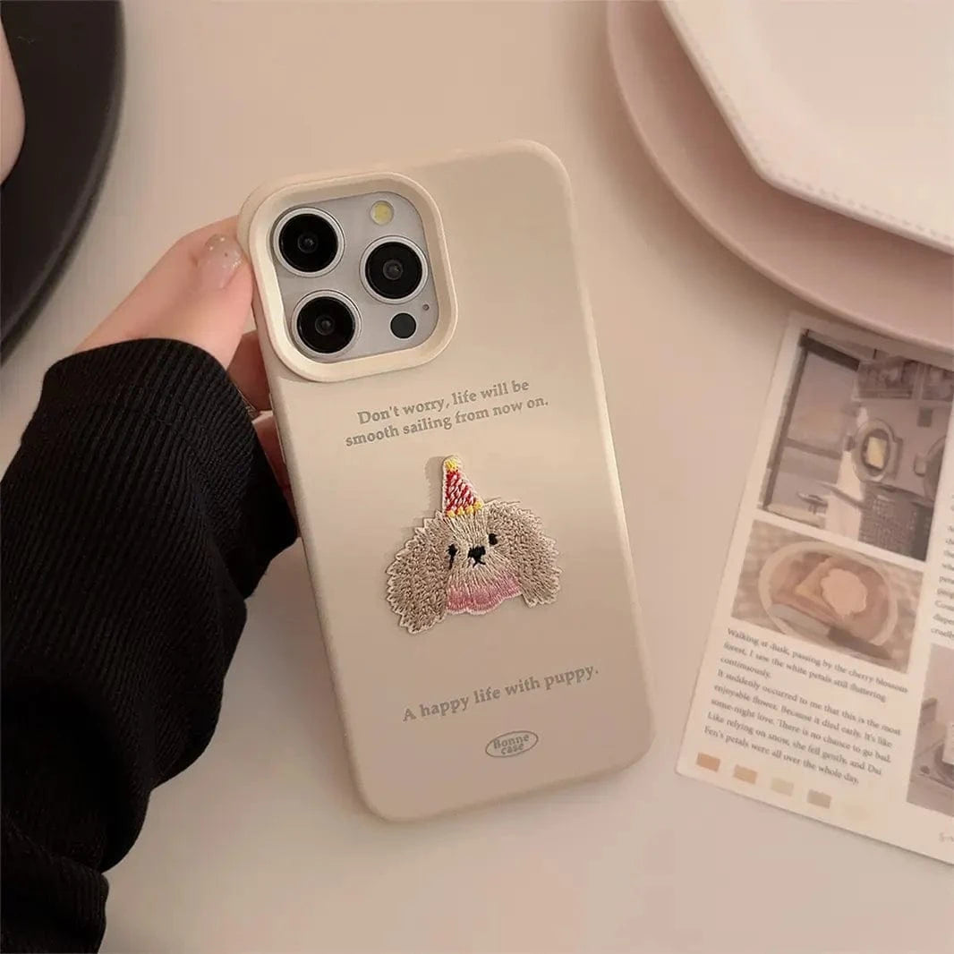 Cute 3D Embroidery Silicone TPU Case for iPhone 16 Pro Max