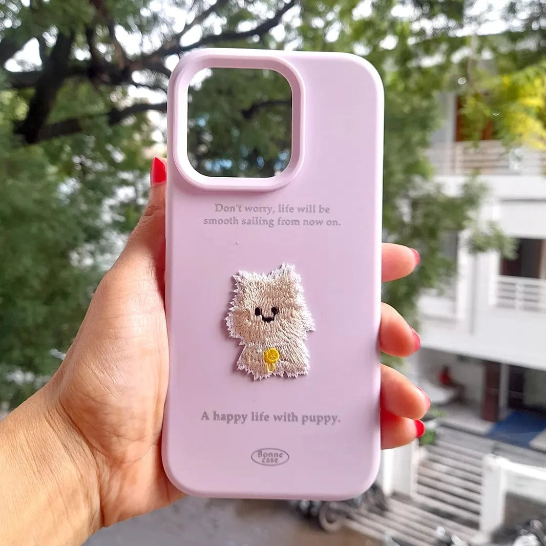 Cute 3D Embroidery Silicone TPU Case for iPhone 16 Pro Max