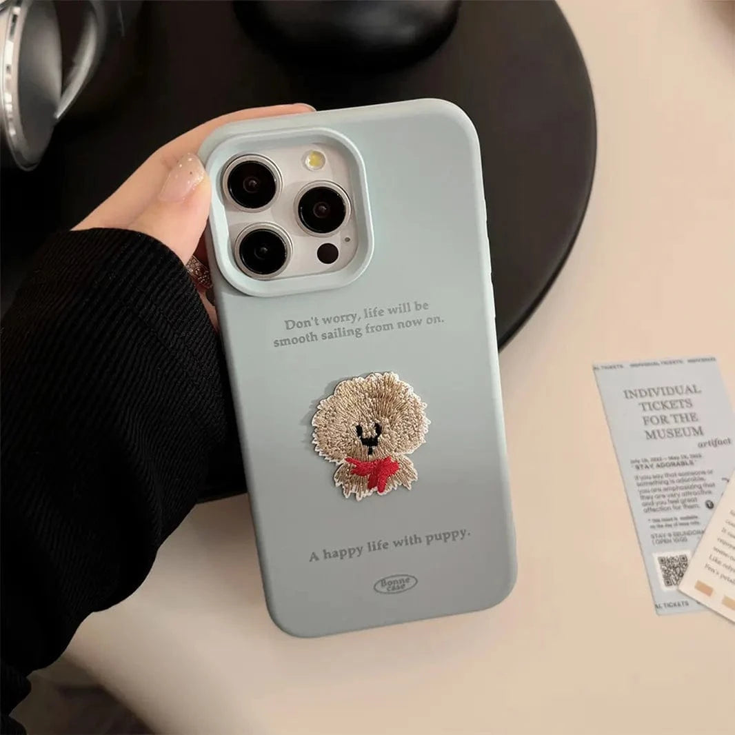 Cute 3D Embroidery Silicone TPU Case for iPhone 16 Pro Max