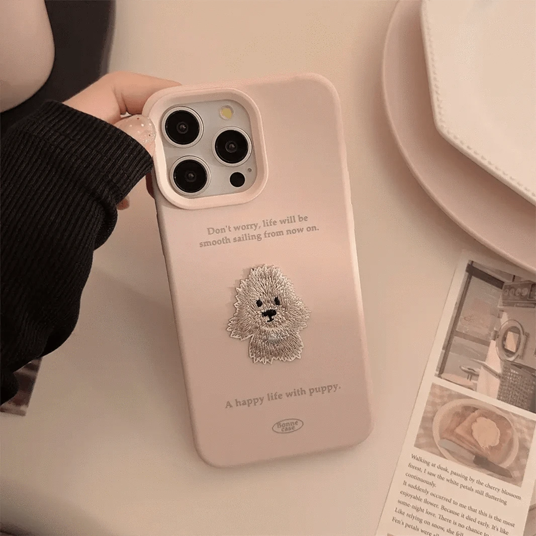 Cute 3D Embroidery Silicone TPU Case for iPhone 16 Pro Max