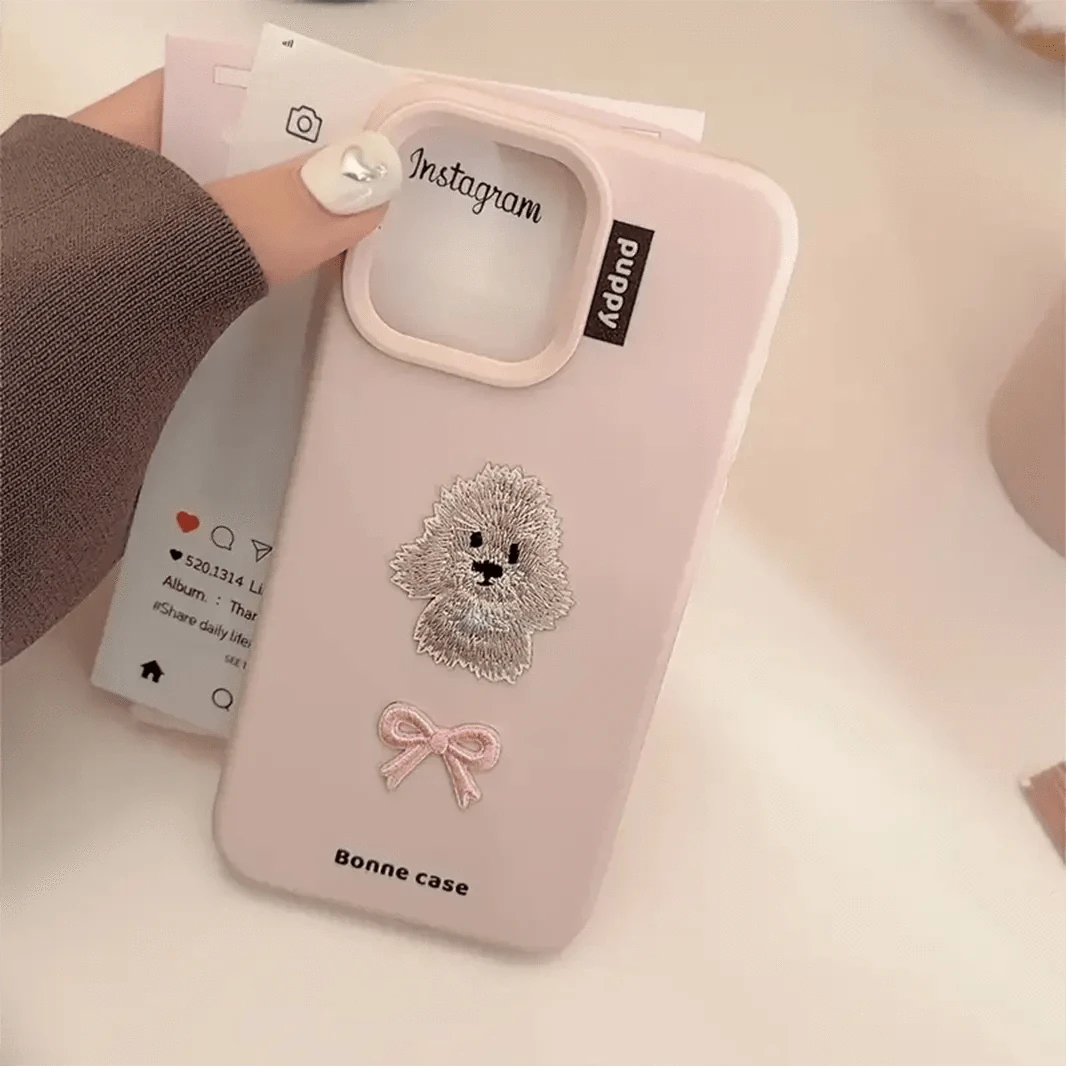 Cute 3D Embroidery Silicone TPU Case for iPhone 16 Pro Max