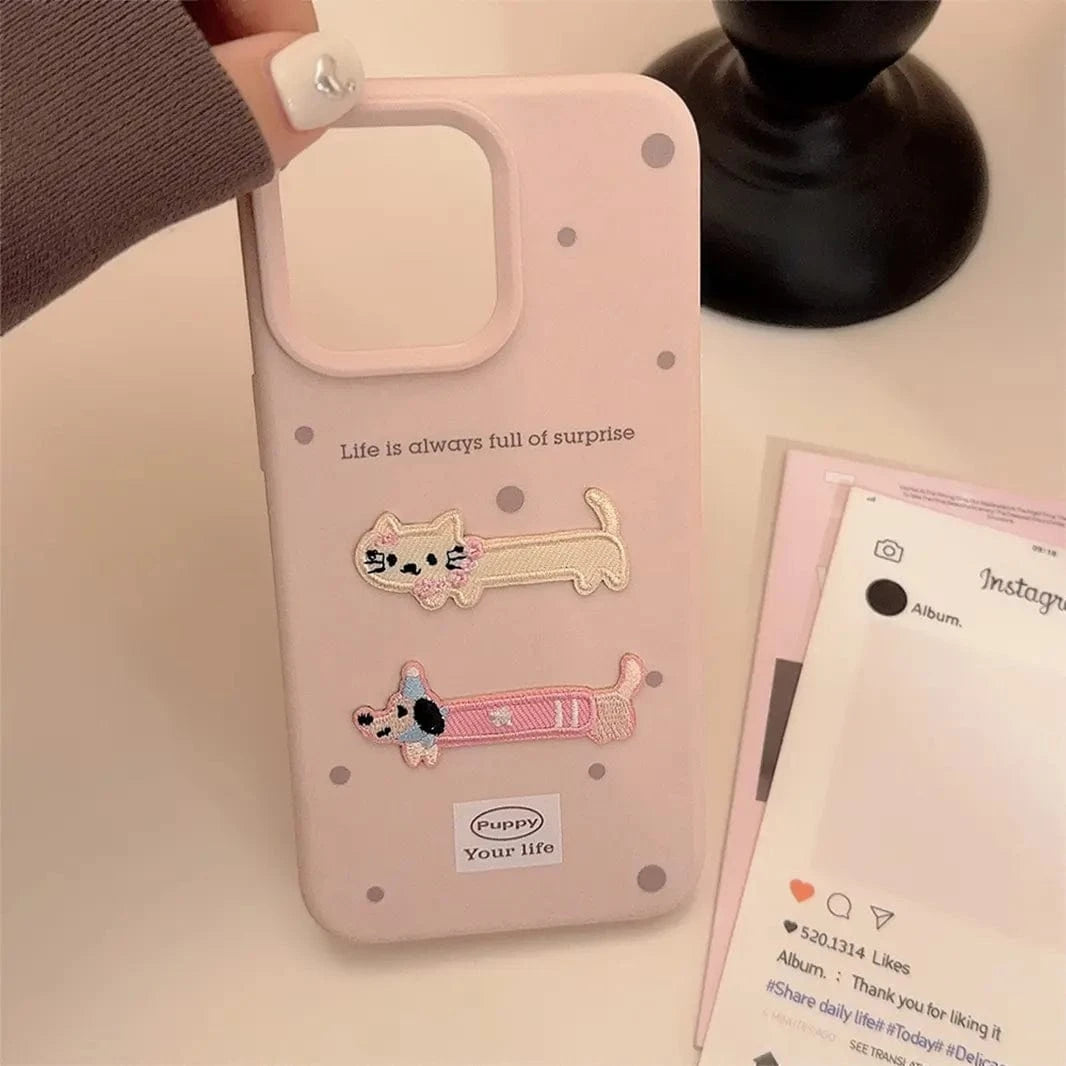 Cute 3D Embroidery Silicone TPU Case for iPhone 16 Pro Max