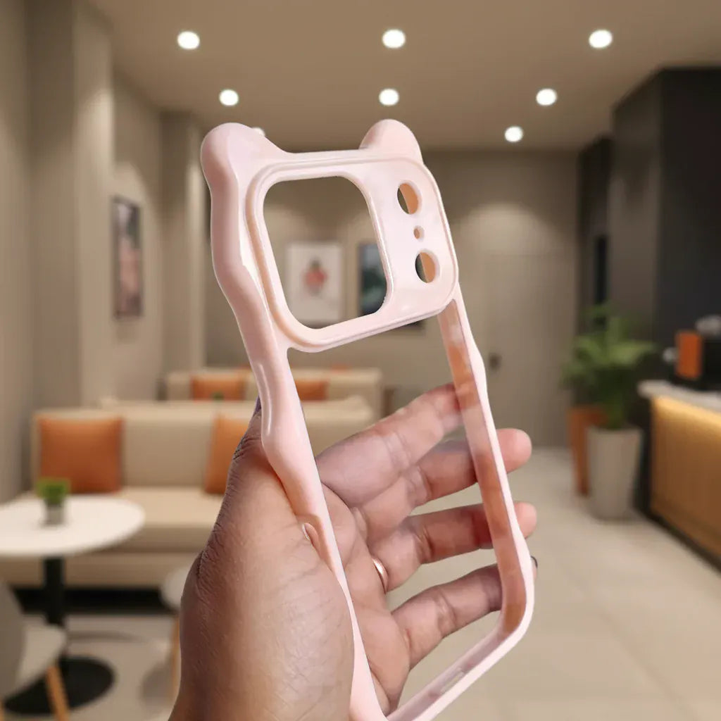 Cases & Covers Cute Bear Ear Soft Edge Back Hard Case for iPhone 17 Pro Max