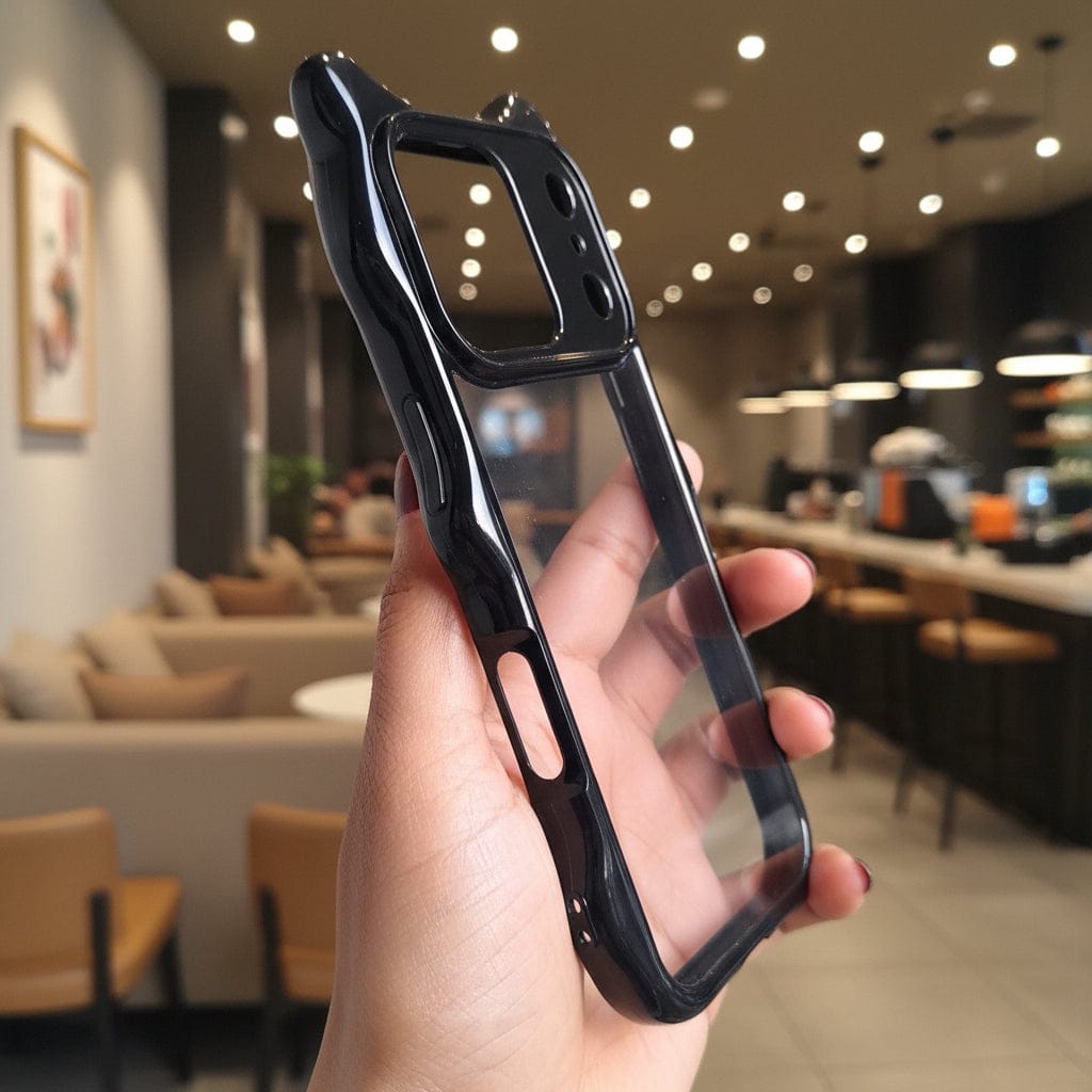 Cases & Covers Cute Bear Ear Soft Edge Back Hard Case for iPhone 17 Pro Max