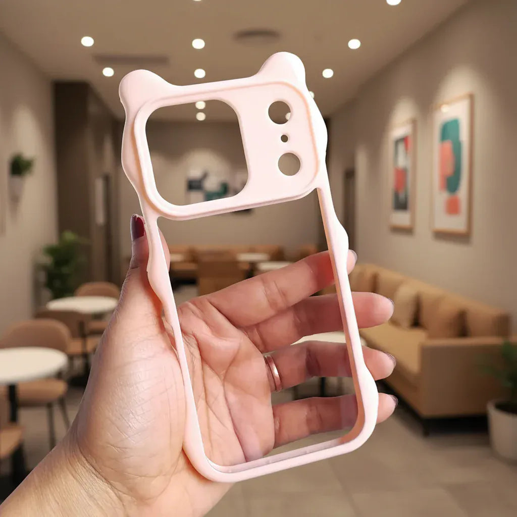 Cases & Covers Cute Bear Ear Soft Edge Back Hard Case for iPhone 17 Pro Max