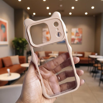 Cases & Covers Cute Bear Ear Soft Edge Back Hard Case for iPhone 17 Pro Max