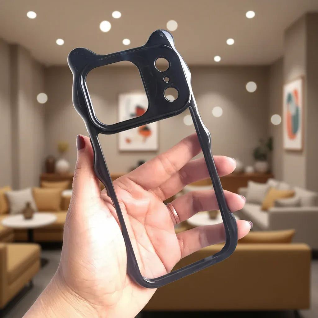 Cases & Covers Cute Bear Ear Soft Edge Back Hard Case for iPhone 17 Pro Max