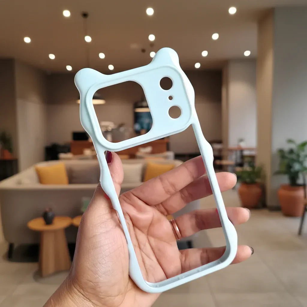 Cases & Covers Cute Bear Ear Soft Edge Back Hard Case for iPhone 17 Pro Max