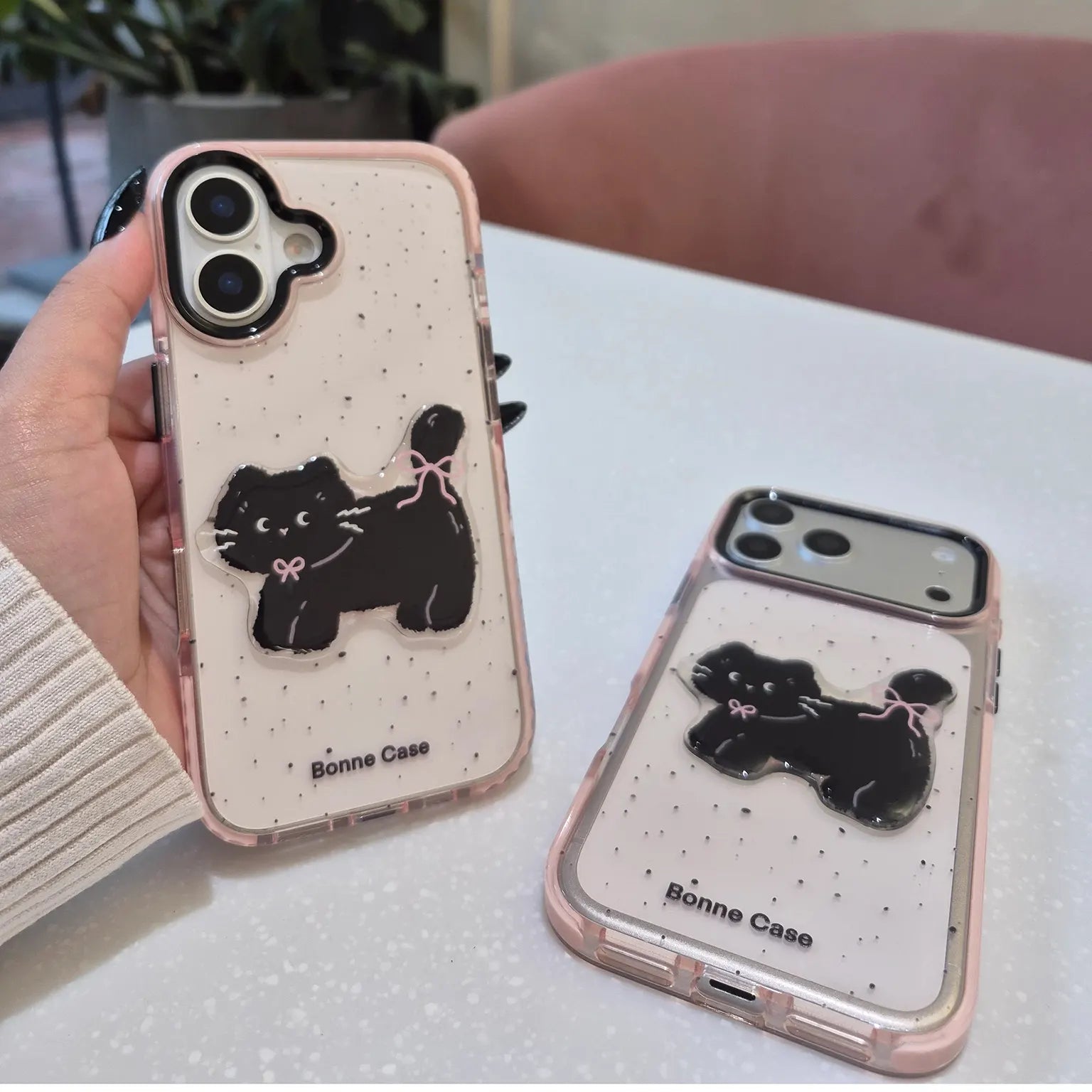 Cute Cat design transparent pink stylish TPU Soft Back Case for iPhone 17 KTSUHH81T 8970682361527