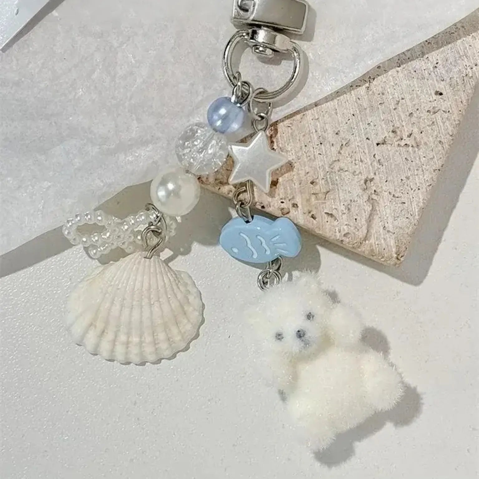 Cute Kitty Pendant Key Chain Fluffy Ball Bow Bead Mobile Phone Chain Anti-Lost Lanyard Bag Charm Gift KTSU3JRQY 8919578306785