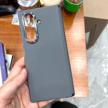 Cases & Covers Electroplated Leather Texture Hard Back Case with Hinge Protection for Samsung Z Fold7