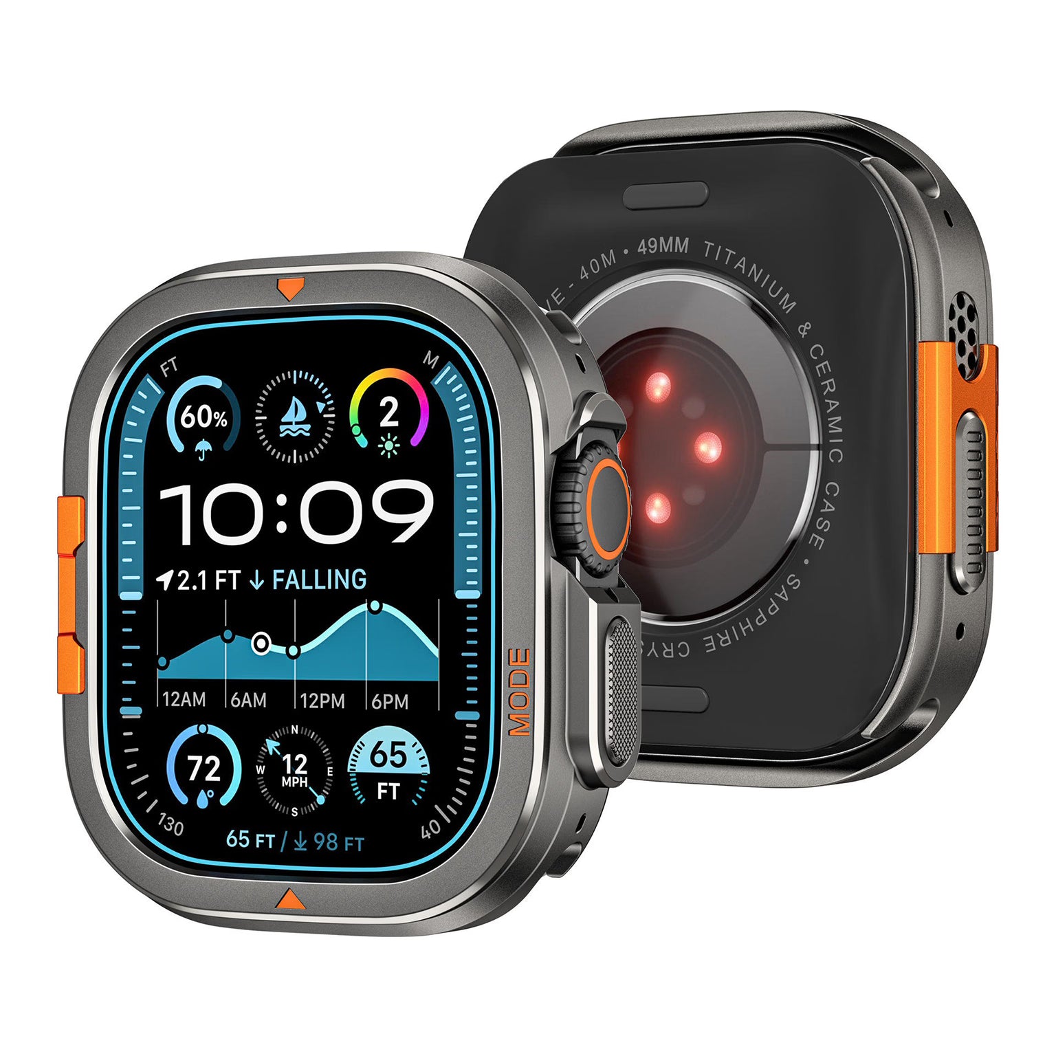 Rugged Protective Metal Bumper with Back Cover for Apple Watch Ultra 49mm