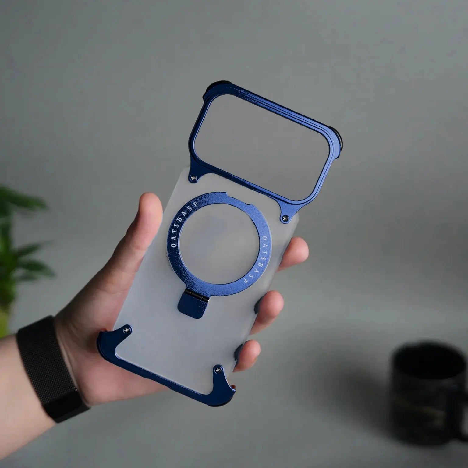 OATSBASF Metal Kickstand Frameless Magsafe PC Matte Case for iPhone 17 Pro