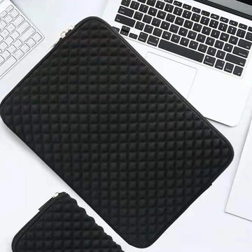 Diamond Neoprene Padded Fluffy Zipper Laptop Sleeve Bag