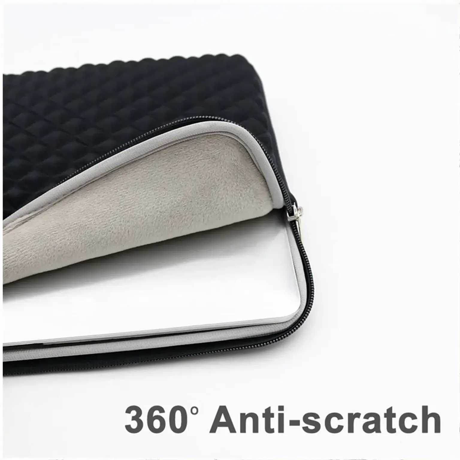 Diamond Neoprene Padded Fluffy Zipper Laptop Sleeve Bag
